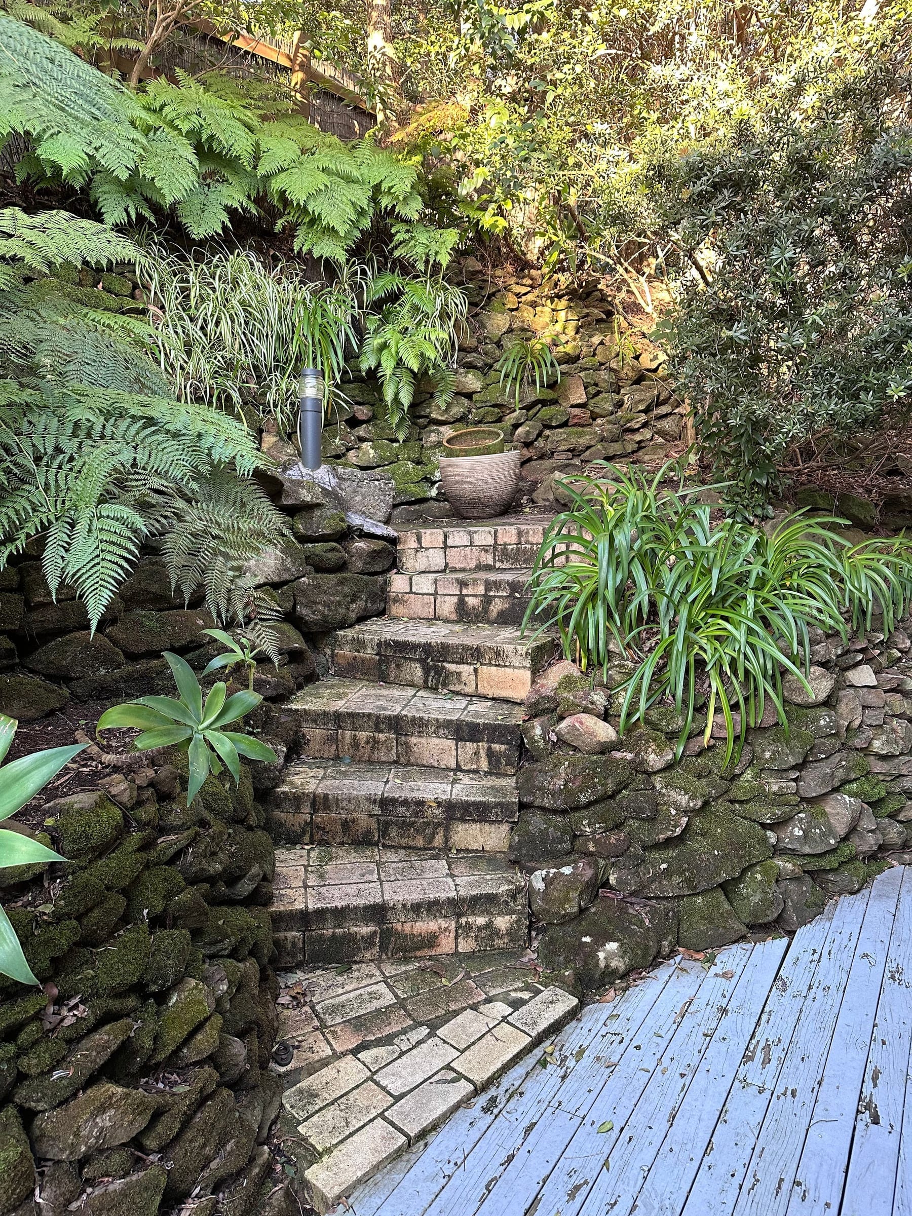 Existing brick stairway at Narrabeen residence before replacement
