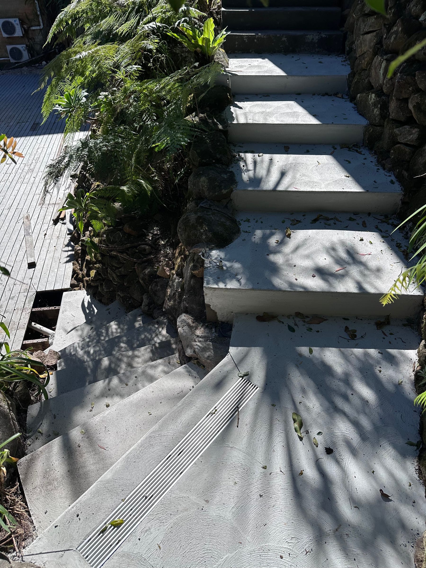 Narrabeen residence — completed architectural concrete staircase, front elevation
