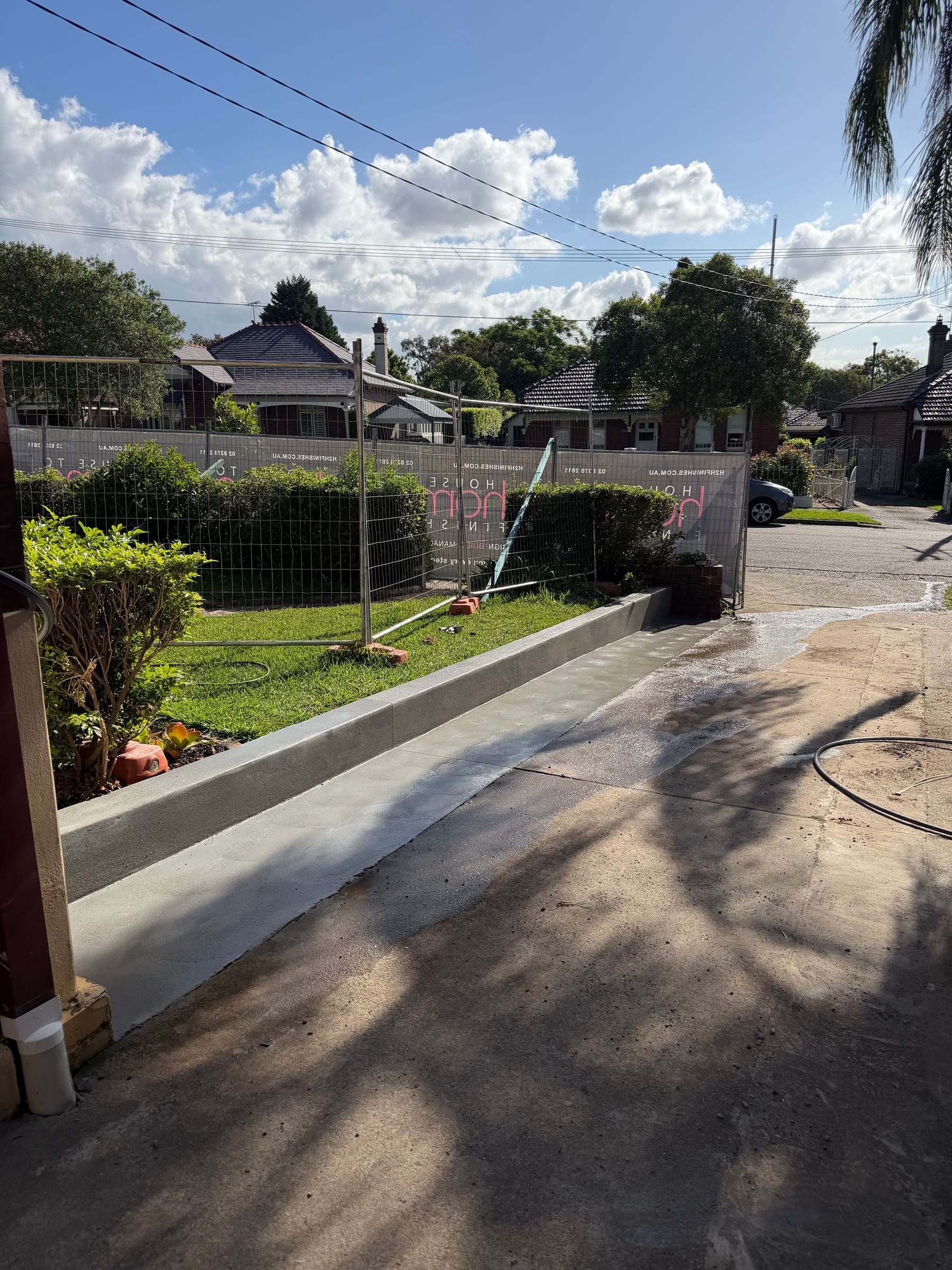 Architectural concrete retaining wall with clean vertical faces