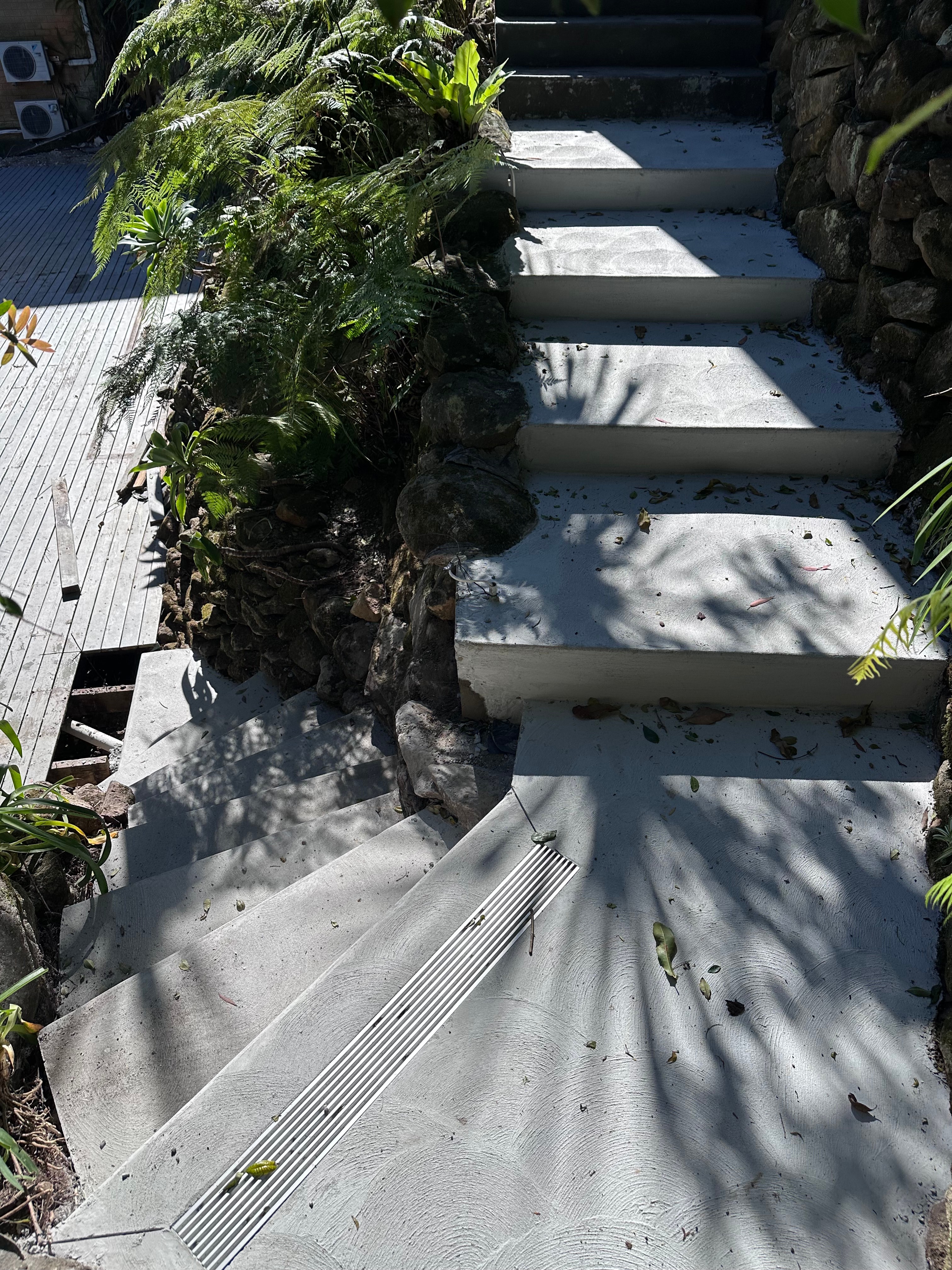 Narrabeen residence — completed architectural concrete staircase, front elevation